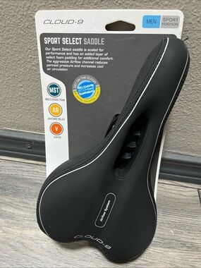 Cloud 9 Black Saddle with White Piping